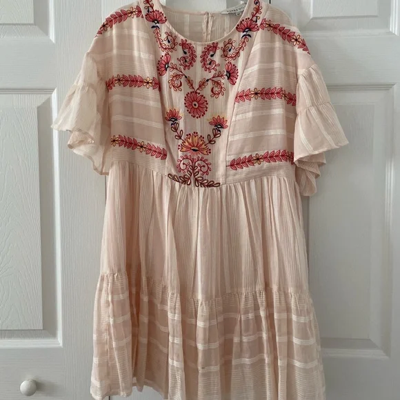 Anthropologie Embroidered Mini Dress